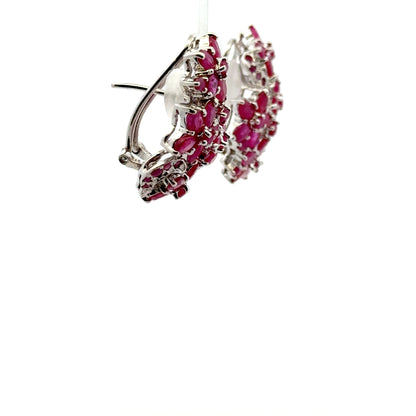 Ruby Jewelry Set – Handmade Natural Ruby Earrings, Pendant & Ring in 925 Sterling Silver, Rhodium Plated (Each Piece Also Sold Separately)