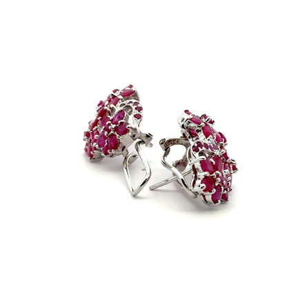 Ruby Jewelry Set – Handmade Natural Ruby Earrings, Pendant & Ring in 925 Sterling Silver, Rhodium Plated (Each Piece Also Sold Separately)