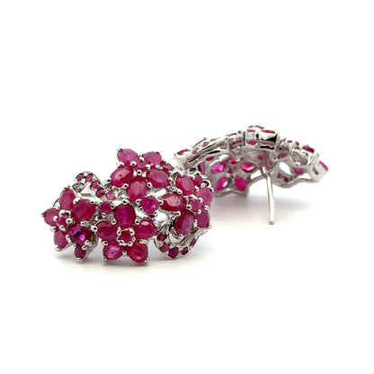 Ruby Jewelry Set – Handmade Natural Ruby Earrings, Pendant & Ring in 925 Sterling Silver, Rhodium Plated (Each Piece Also Sold Separately)