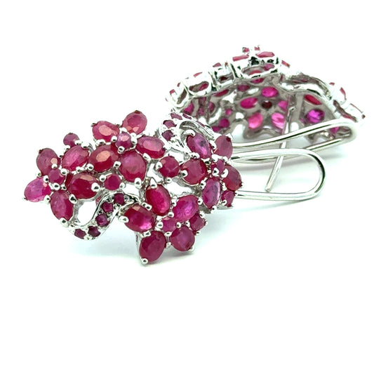 Ruby Jewelry Set – Handmade Natural Ruby Earrings, Pendant & Ring in 925 Sterling Silver, Rhodium Plated (Each Piece Also Sold Separately)