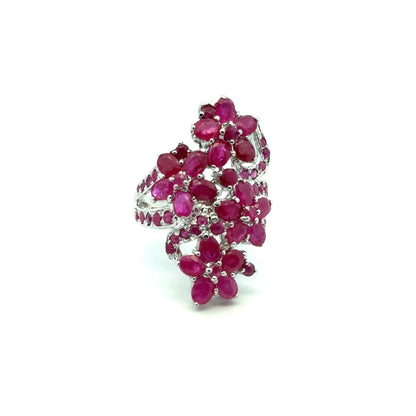Ruby Jewelry Set – Handmade Natural Ruby Earrings, Pendant & Ring in 925 Sterling Silver, Rhodium Plated (Each Piece Also Sold Separately)