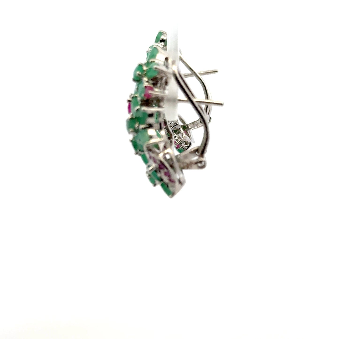 Ruby & Emerald Jewelry Set – Handmade Natural Ruby & Emerald Earrings, Pendant & Ring in 925 Sterling Silver, Rhodium Plated (Each Piece Also Sold Separately)