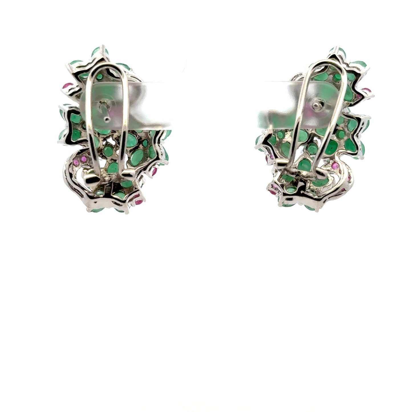 Ruby & Emerald Jewelry Set – Handmade Natural Ruby & Emerald Earrings, Pendant & Ring in 925 Sterling Silver, Rhodium Plated (Each Piece Also Sold Separately)