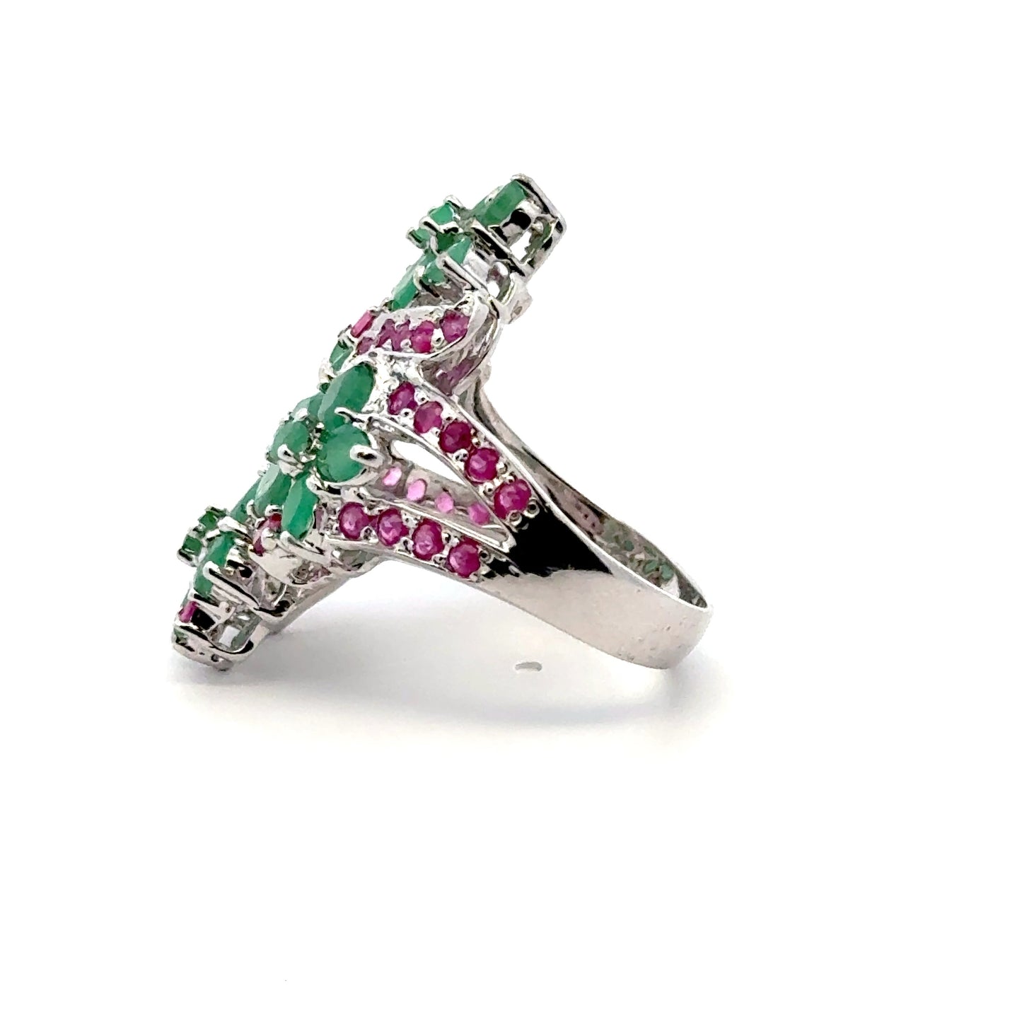 Ruby & Emerald Jewelry Set – Handmade Natural Ruby & Emerald Earrings, Pendant & Ring in 925 Sterling Silver, Rhodium Plated (Each Piece Also Sold Separately)