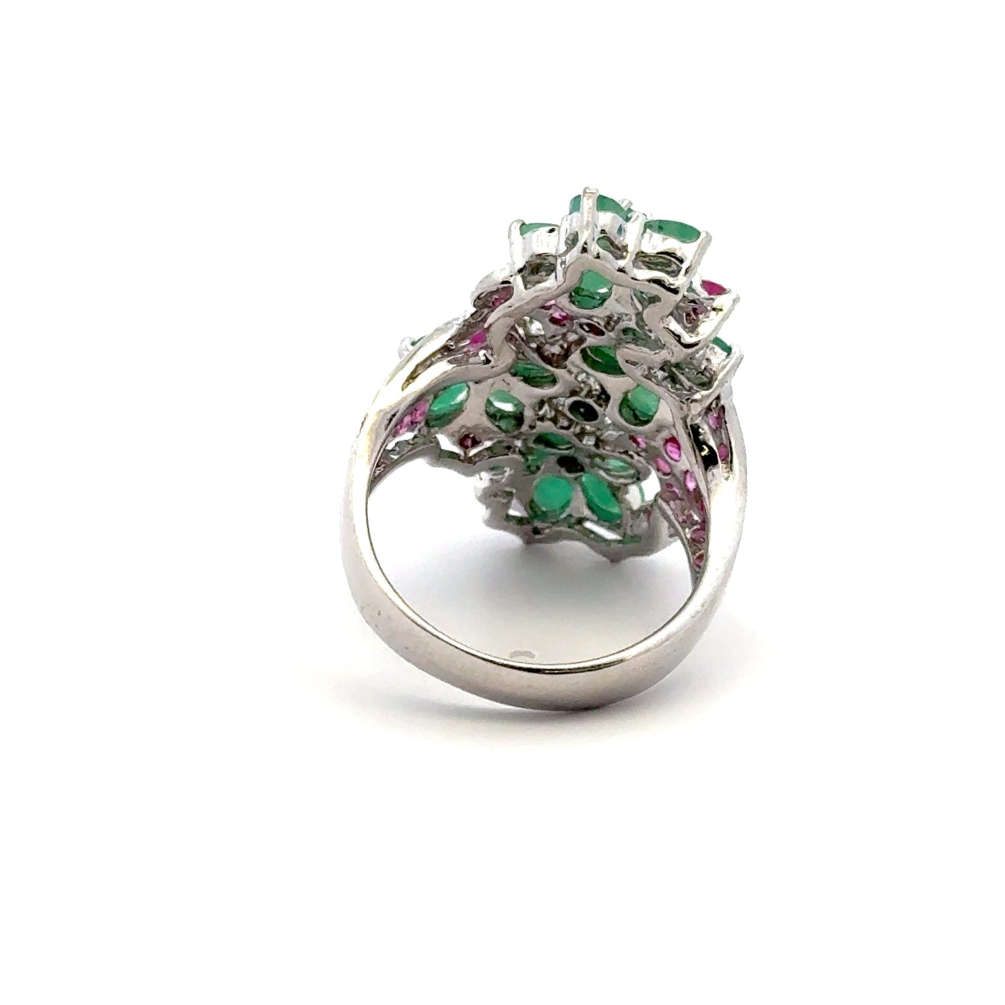 Ruby & Emerald Jewelry Set – Handmade Natural Ruby & Emerald Earrings, Pendant & Ring in 925 Sterling Silver, Rhodium Plated (Each Piece Also Sold Separately)