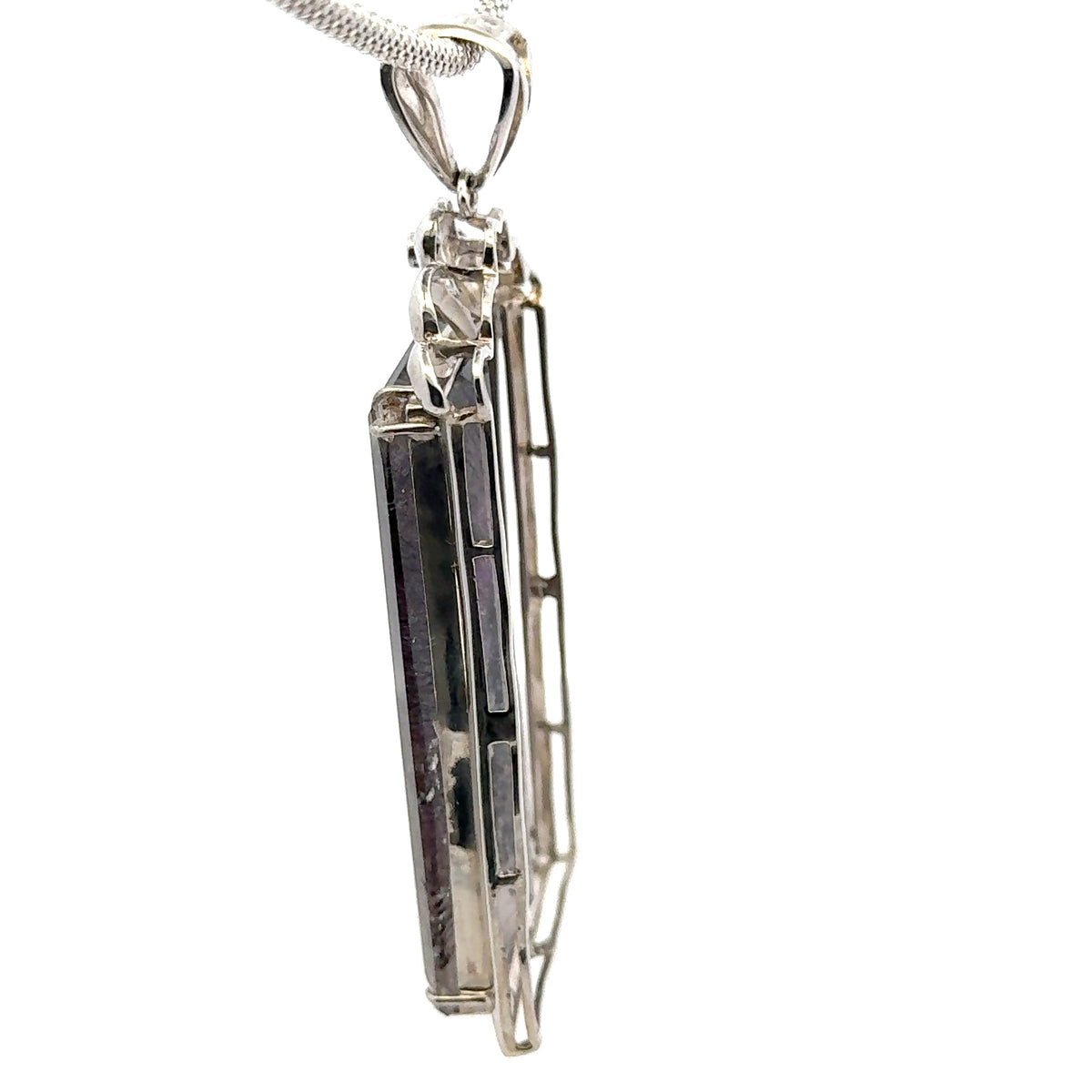 Rare Faceted Sacred Seven with a Single Diamond and CZ Pendant – 925 Sterling Silver – AAAAA  Quality