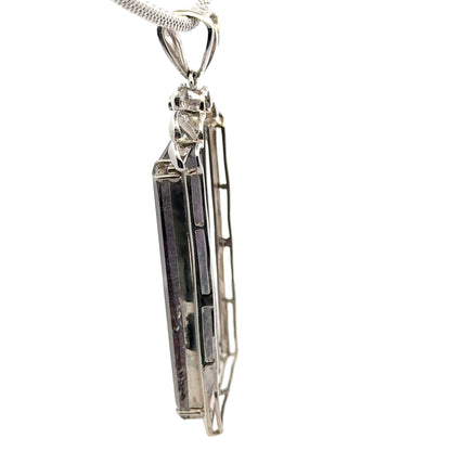 Rare Faceted Sacred Seven with a Single Diamond and CZ Pendant – 925 Sterling Silver – AAAAA  Quality