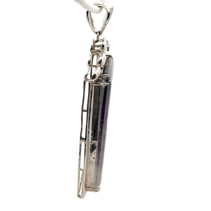 Rare Faceted Sacred Seven with a Single Diamond and CZ Pendant – 925 Sterling Silver – AAAAA  Quality