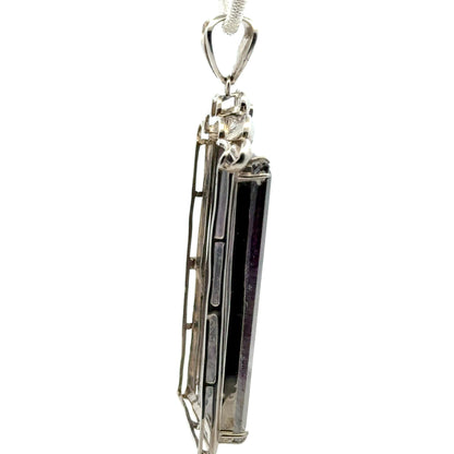 Rare Faceted Sacred Seven with a Single Diamond and CZ Pendant – 925 Sterling Silver – AAAAA  Quality