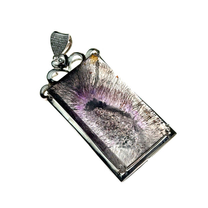 Rare Faceted Sacred Seven with a Single Diamond and CZ Pendant – 925 Sterling Silver – AAAAA  Quality