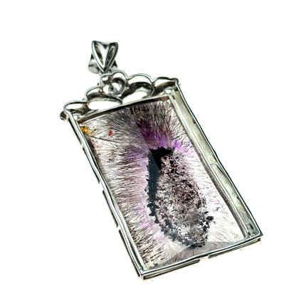 Rare Faceted Sacred Seven with a Single Diamond and CZ Pendant – 925 Sterling Silver – AAAAA  Quality