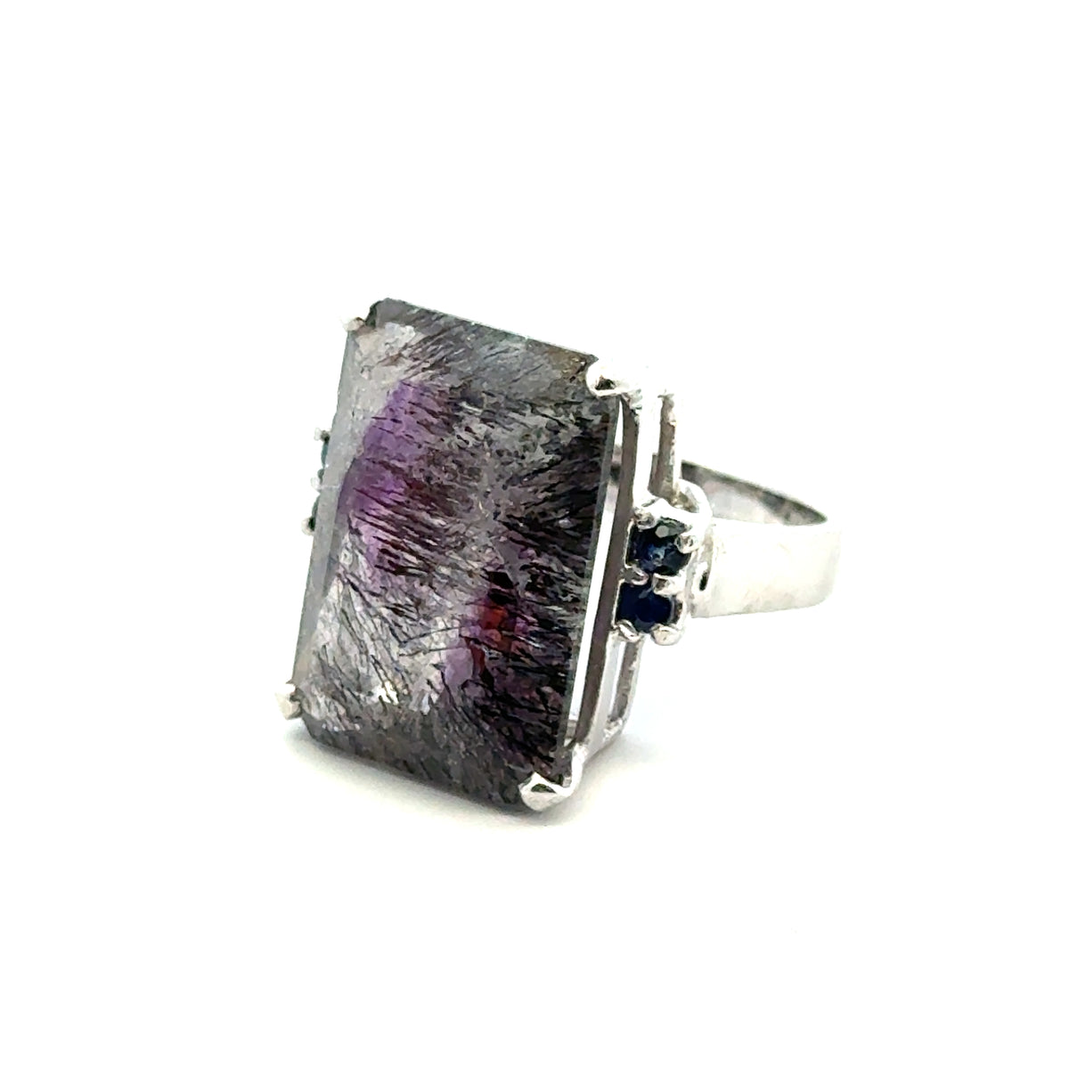 Sacred Seven with Sapphire Ring – 925 Sterling Silver – AAA Quality