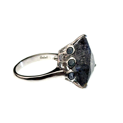 Sacred Seven with Sapphire Ring – 925 Sterling Silver – AAA Quality