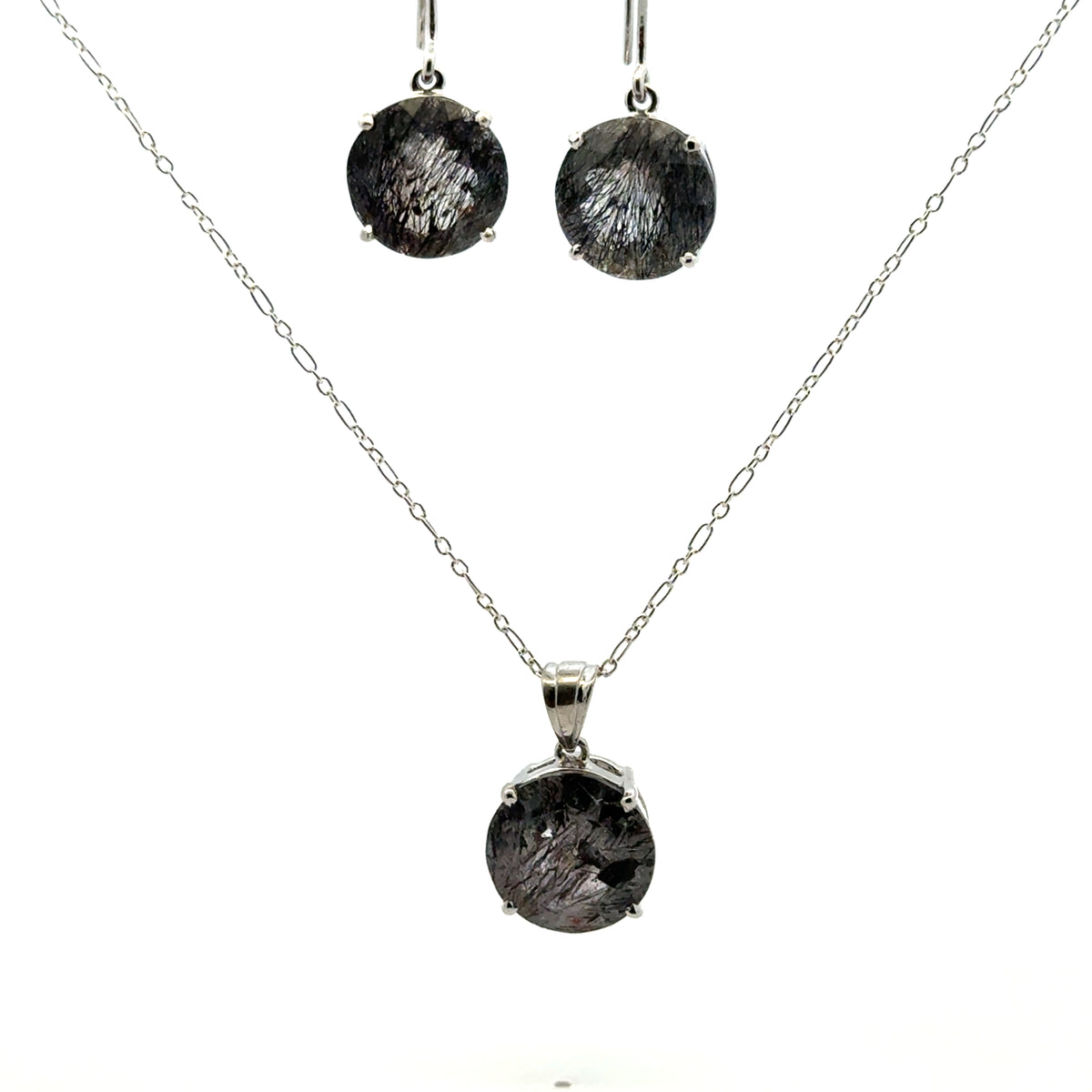 Sacred Seven Pendant and Dangle Earrings Set – Prong Set Faceted Natural Gemstone Jewelry in 925 Sterling Silver