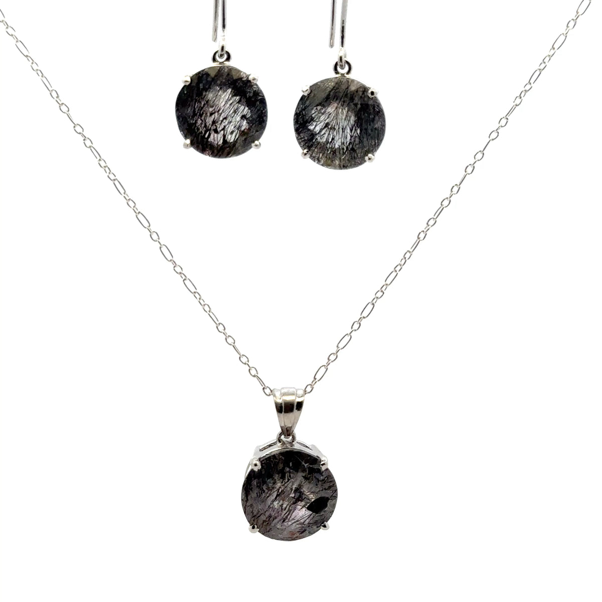 Sacred Seven Pendant and Dangle Earrings Set – Prong Set Faceted Natural Gemstone Jewelry in 925 Sterling Silver