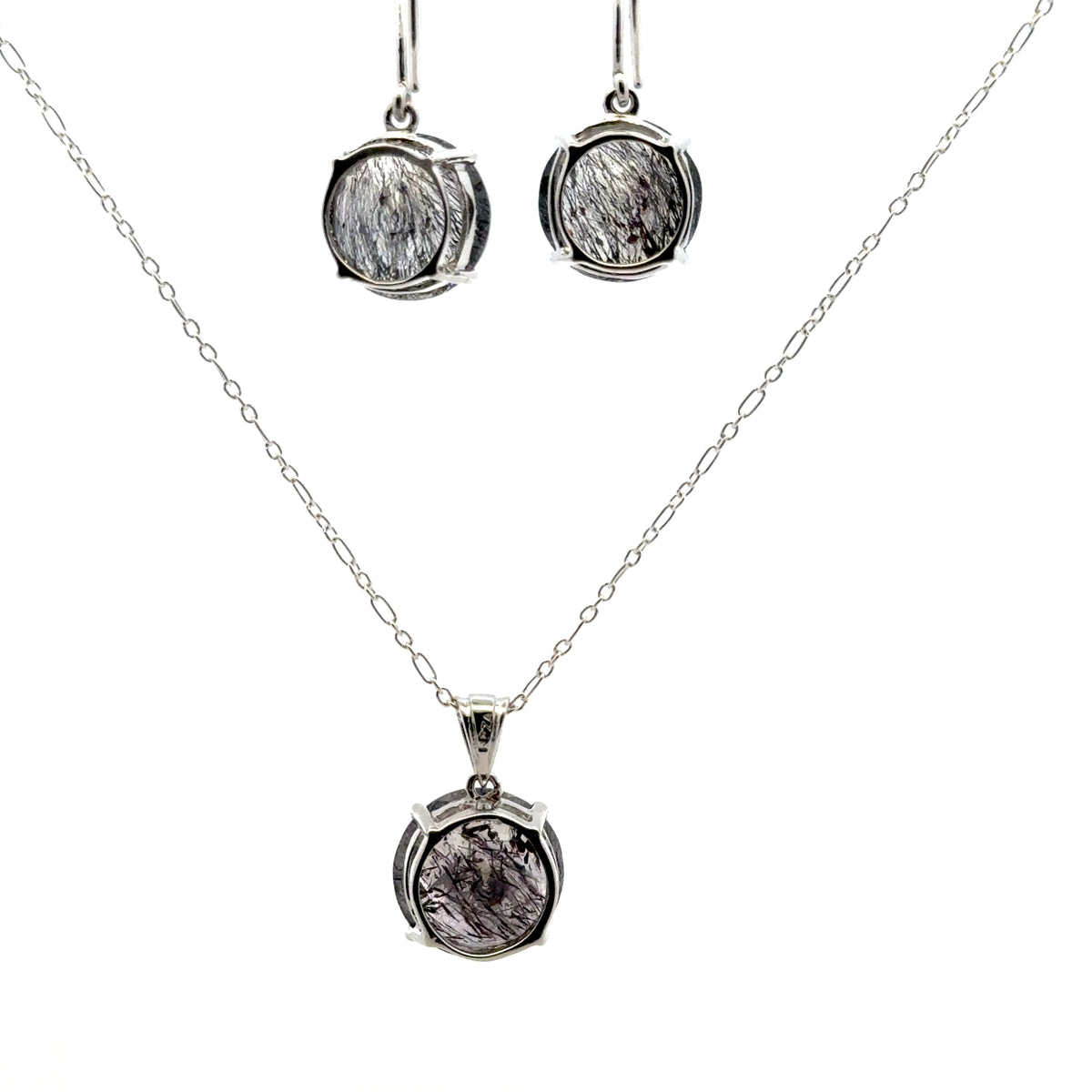 Sacred Seven Pendant and Dangle Earrings Set – Prong Set Faceted Natural Gemstone Jewelry in 925 Sterling Silver