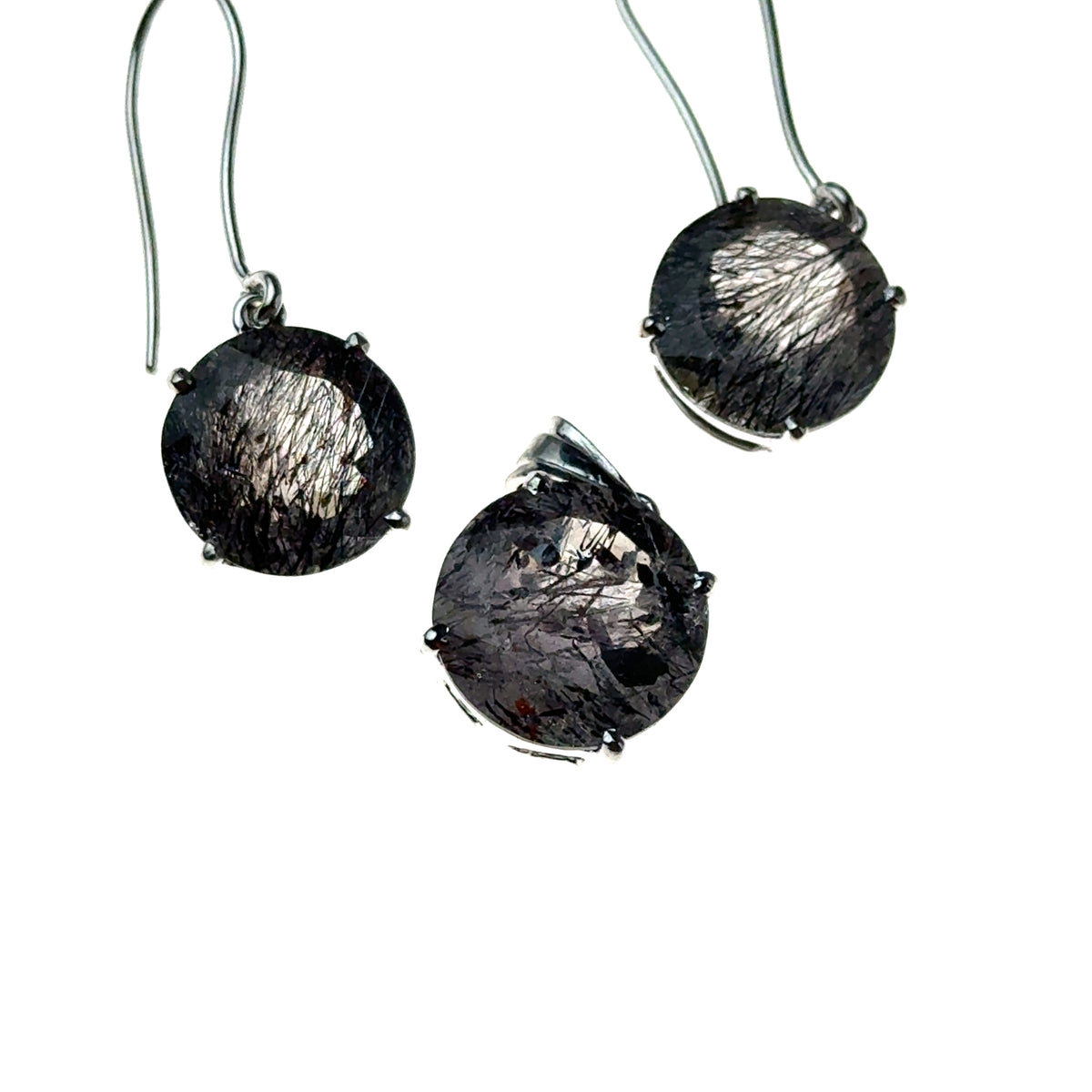 Sacred Seven Pendant and Dangle Earrings Set – Prong Set Faceted Natural Gemstone Jewelry in 925 Sterling Silver