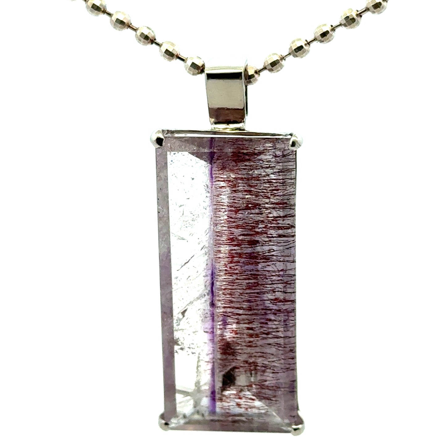 Sacred Seven Rectangular Pendant – Handcut Faceted Jewelry in 925 Sterling Silver