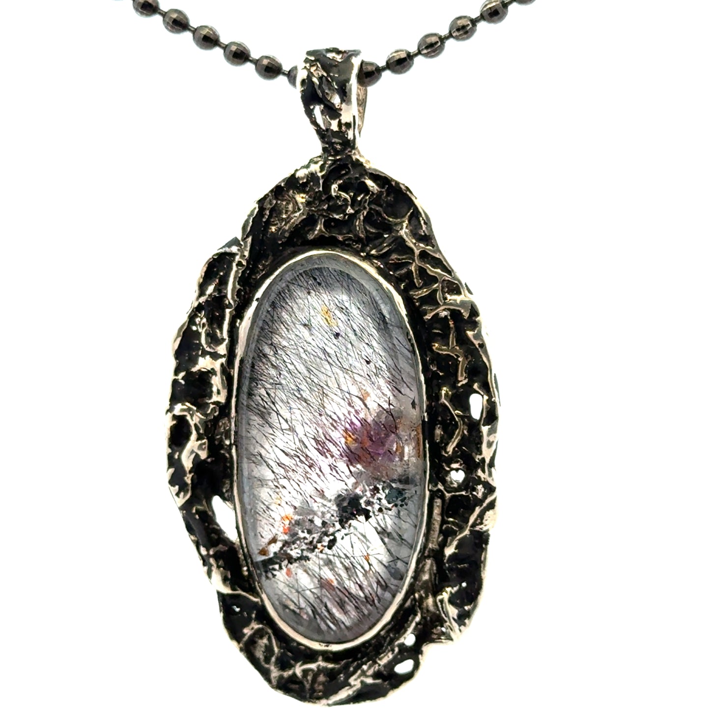 Sacred Seven Oval Pendant – Black Patina Jewelry in 925 Sterling Silver