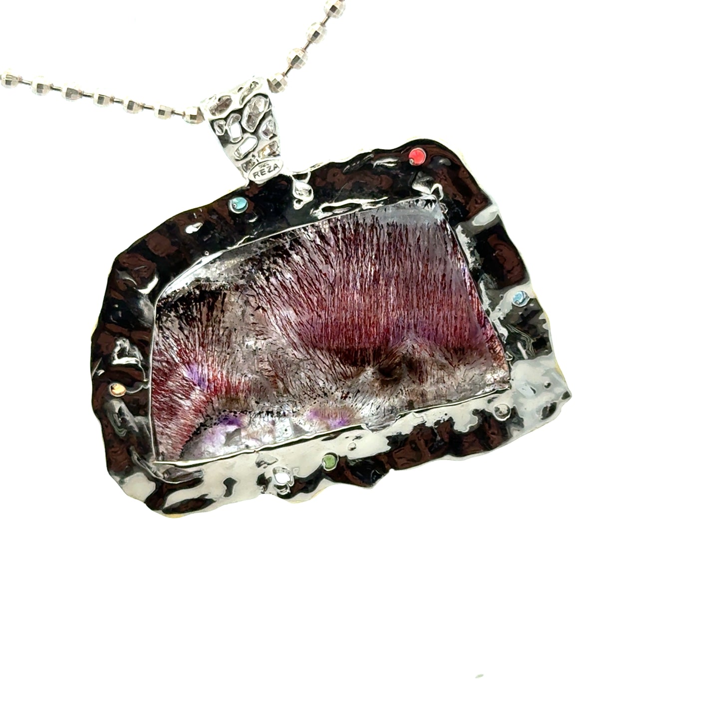 Sacred Seven Freeform Pendant with Multicolor Sapphire – Artistic 18k Yellow Gold Plating Natural Gemstone Jewelry in 925 Sterling Silver