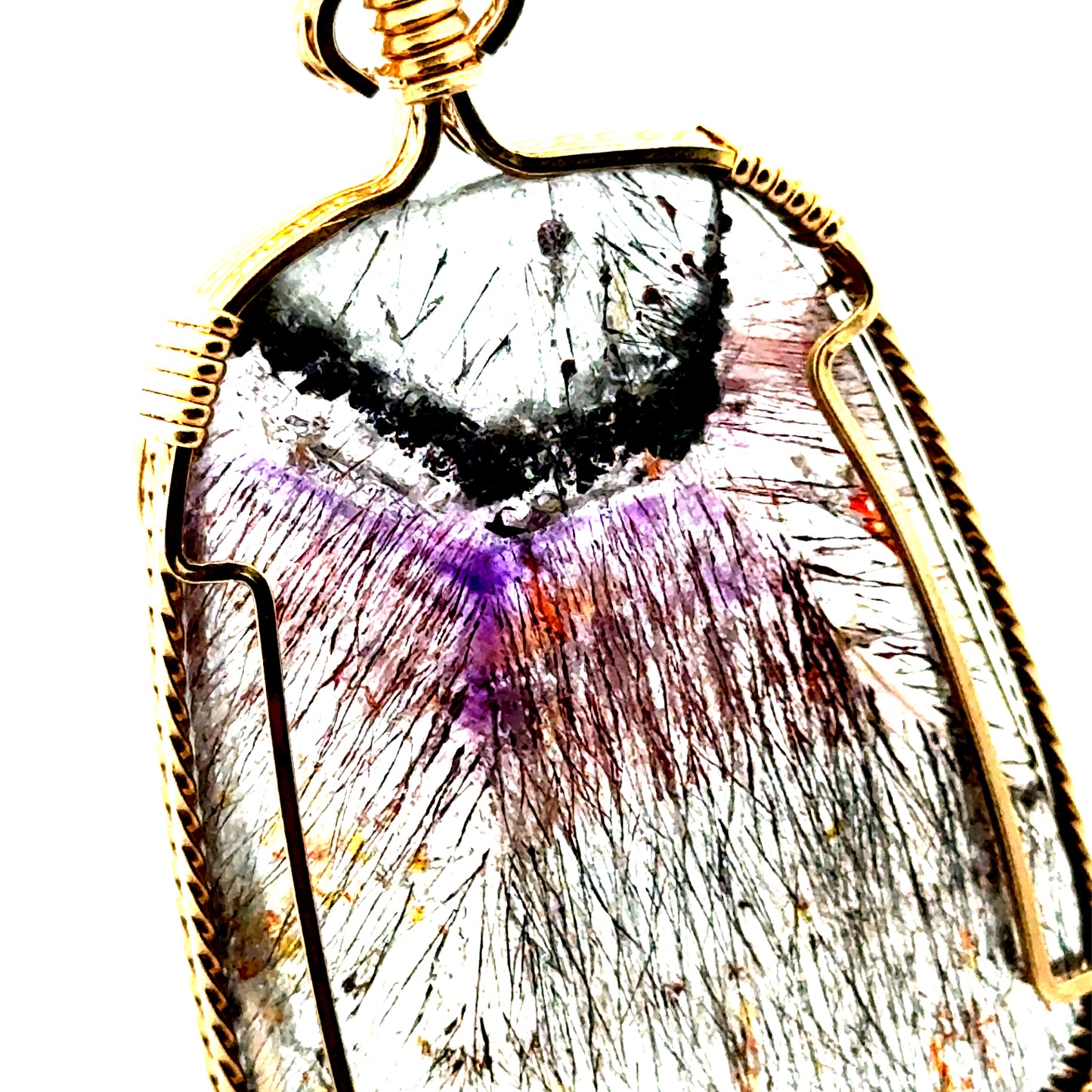 Sacred Seven Freeform Pendant – 14k Yellow Gold Filled Wire-Wrapped Natural Gemstone in 925 Sterling Silver
