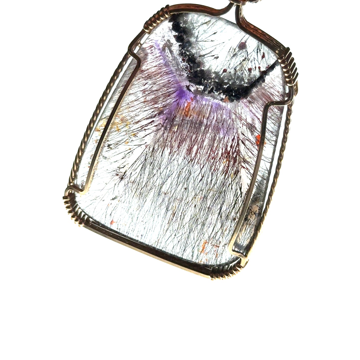 Sacred Seven Freeform Pendant – 14k Yellow Gold Filled Wire-Wrapped Natural Gemstone in 925 Sterling Silver