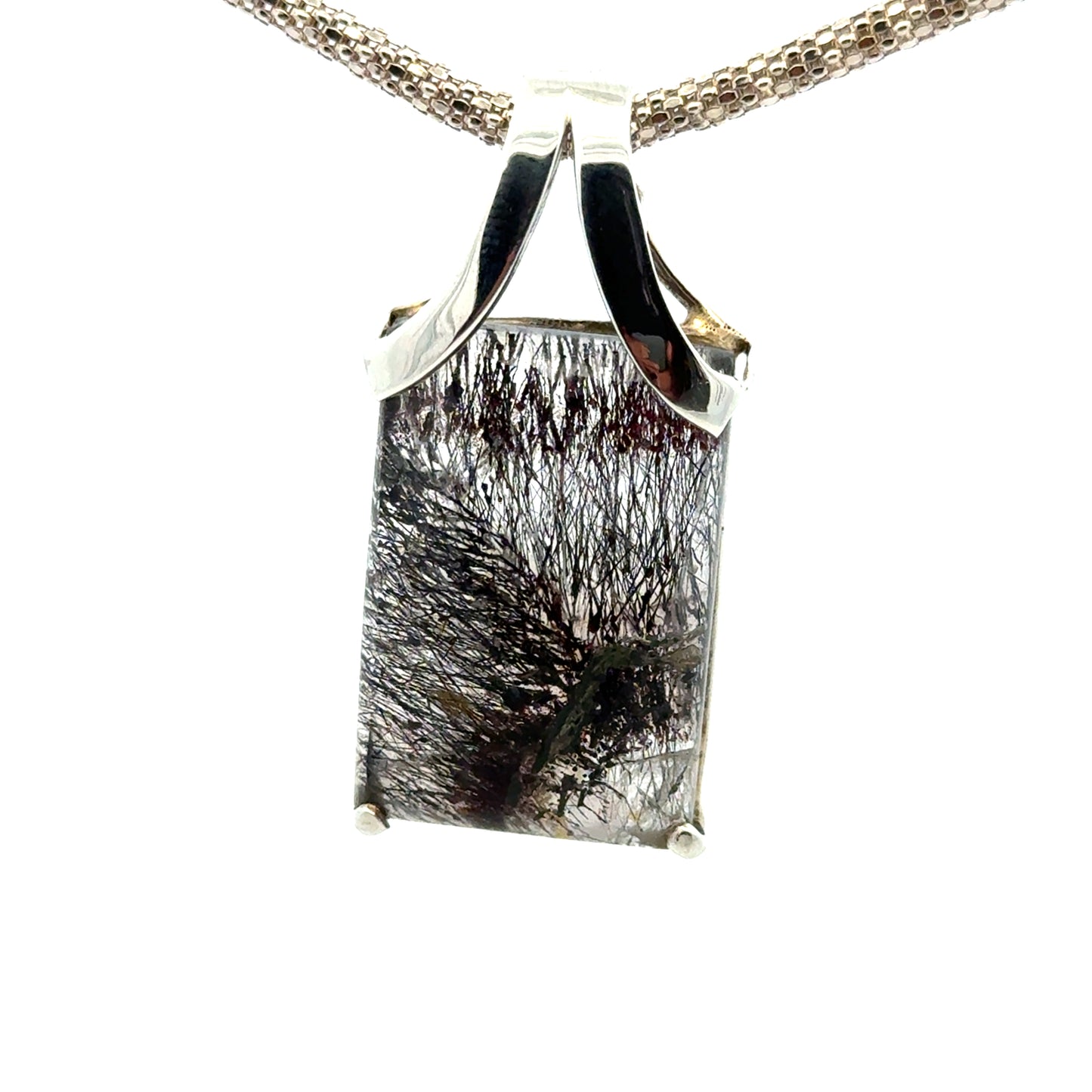 Sacred Seven Rectangular Pendant – Checker Board Crystal Jewelry in 925 Sterling Silver