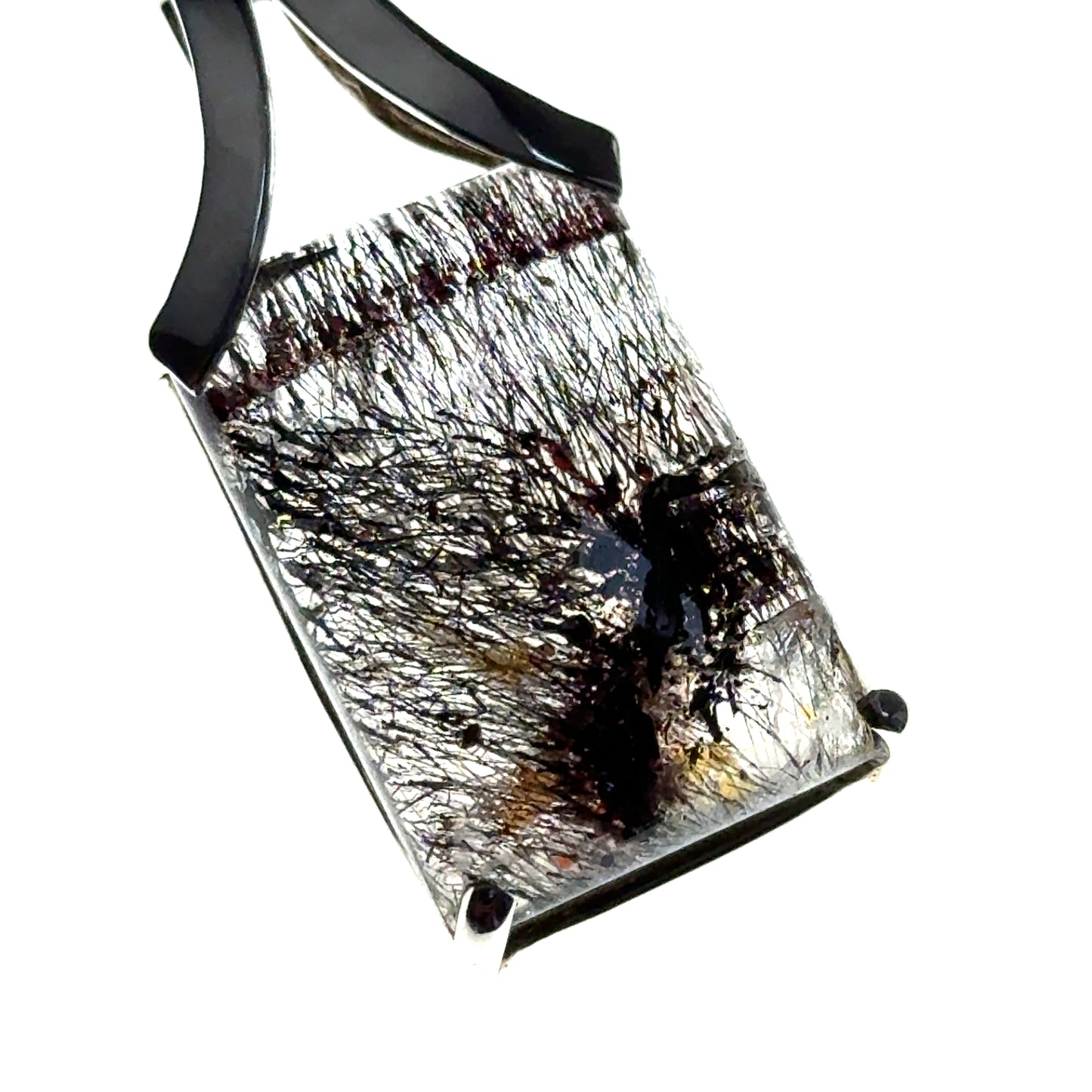 Sacred Seven Rectangular Pendant – Checker Board Crystal Jewelry in 925 Sterling Silver
