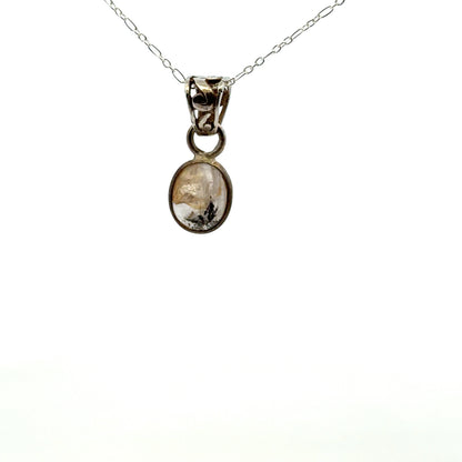 Sacred Seven Oval Pendant – Polished Natural Crystal Talisman in 925 Sterling Silver