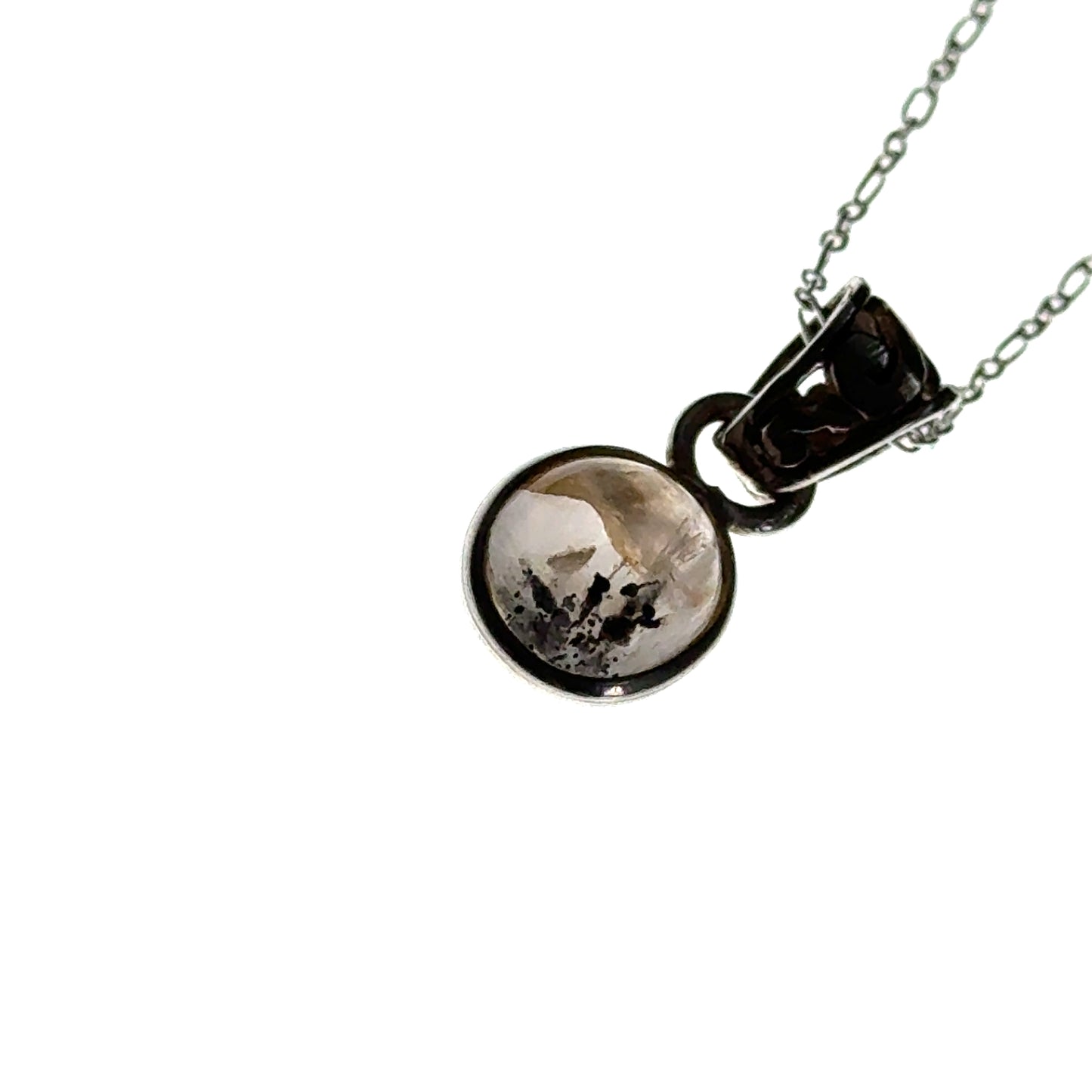 Sacred Seven Oval Pendant – Polished Natural Crystal Talisman in 925 Sterling Silver