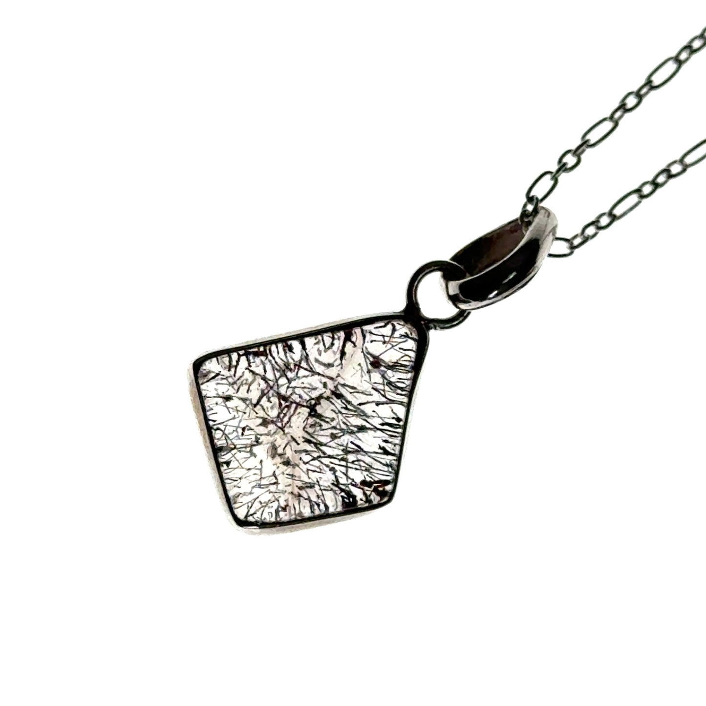 Sacred Seven Trapezoid Pendant Necklace – Natural Crystal Jewelry in 925 Sterling Silver