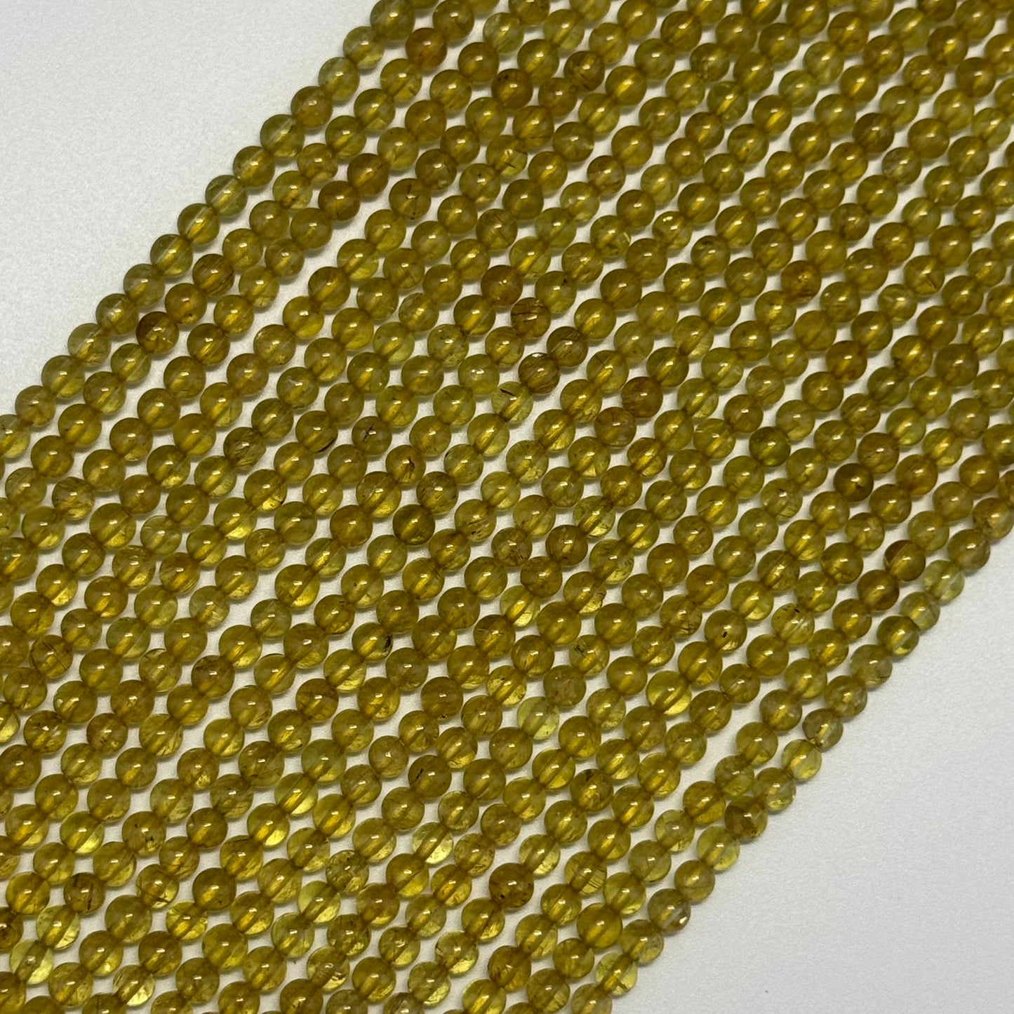 Yellow Apatite Polished Round Gemstone Beads - (AAA Quality)