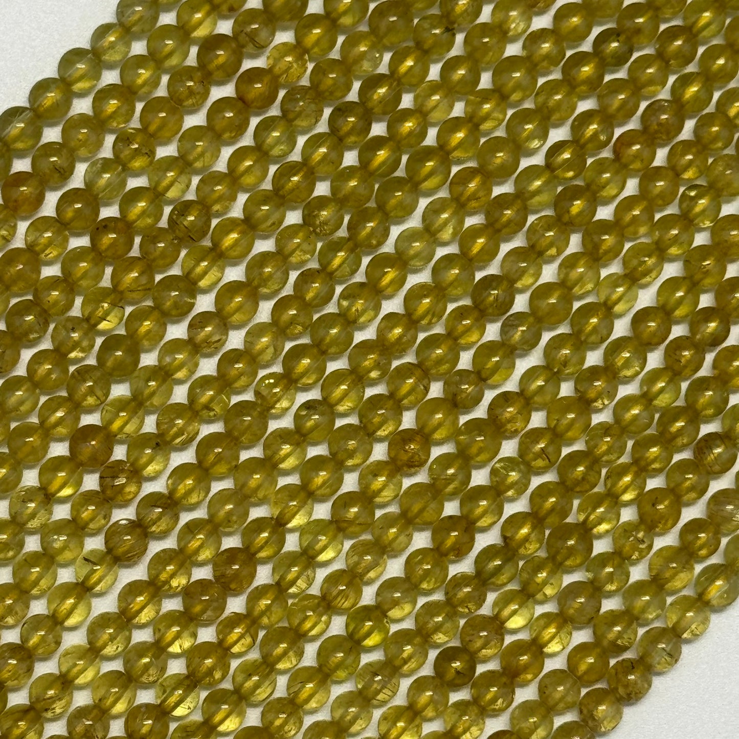 Yellow Apatite Polished Round Gemstone Beads - (AAA Quality)