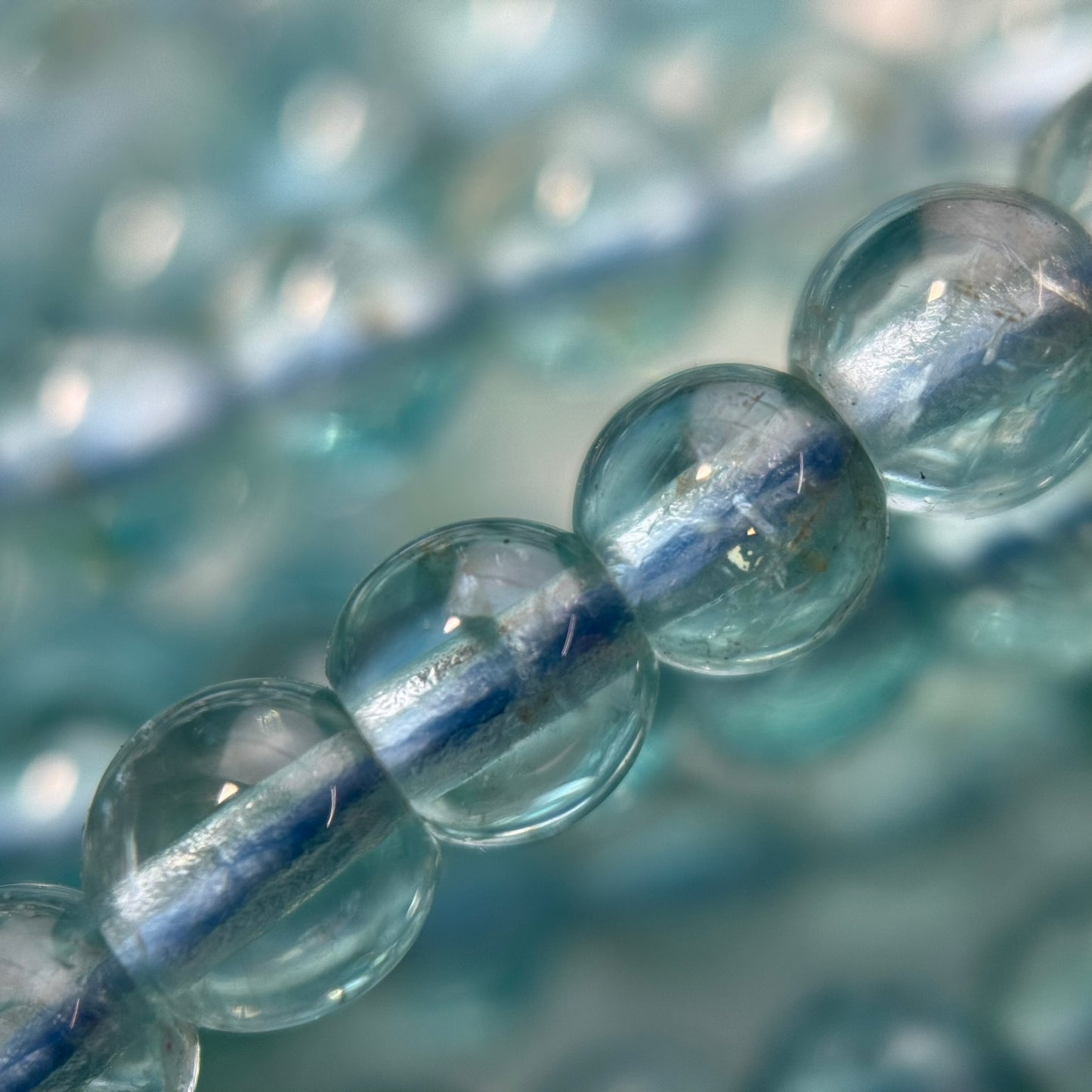 Blue Apatite Polished Round Gemstone Beads