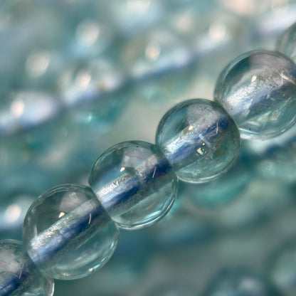 Blue Apatite Polished Round Gemstone Beads