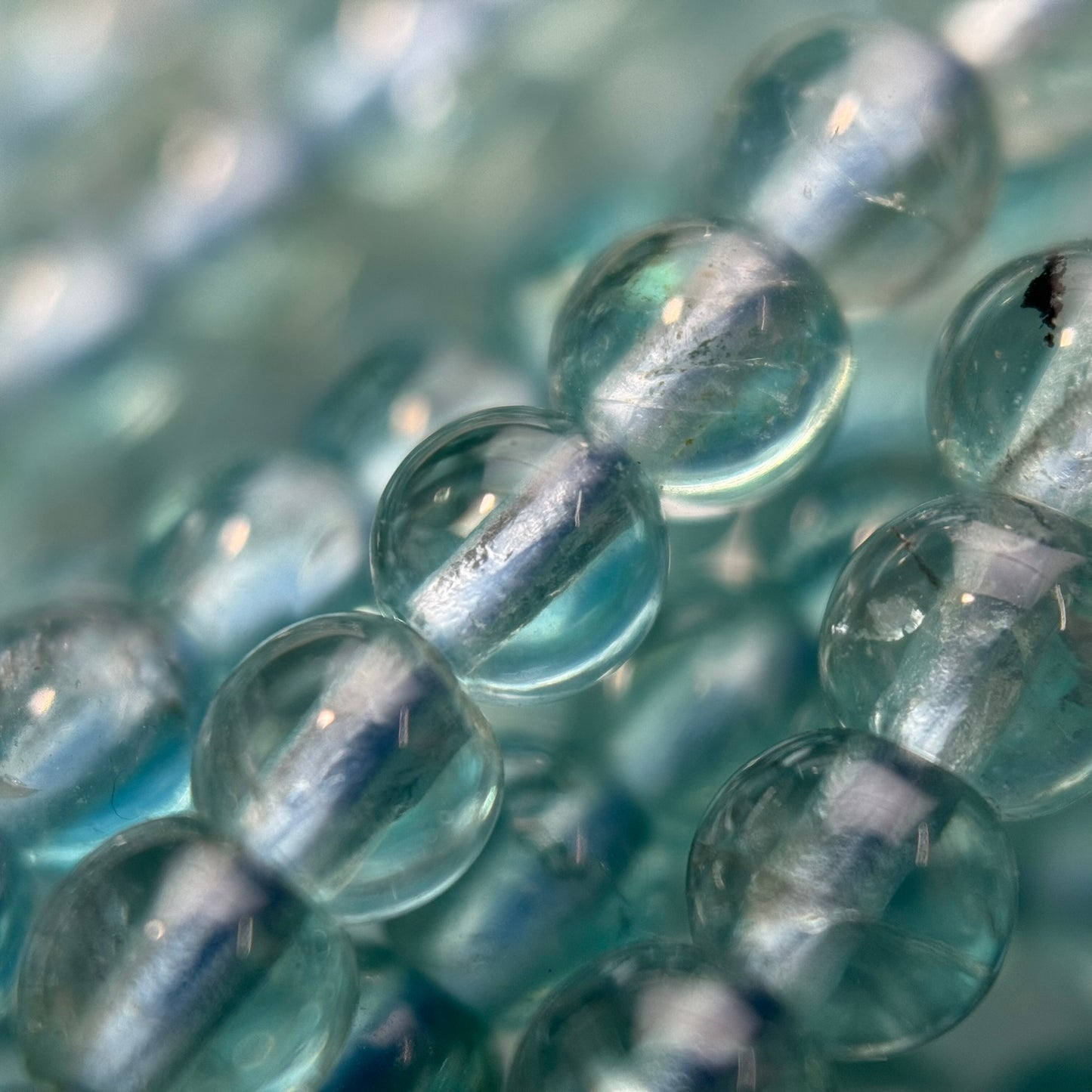 Blue Apatite Polished Round Gemstone Beads