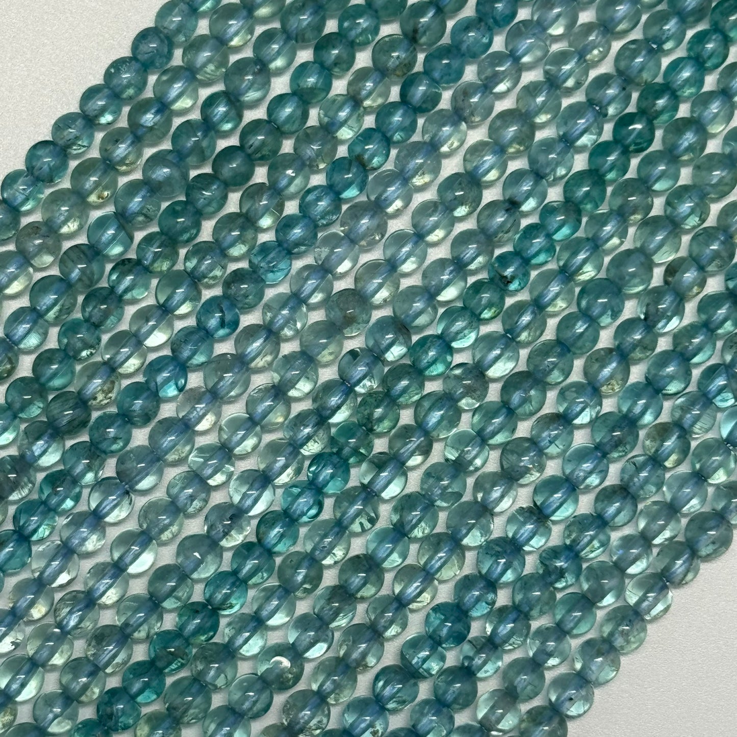 Blue Apatite Polished Round Gemstone Beads
