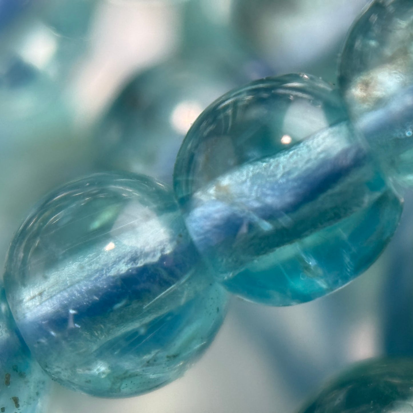 Blue Apatite Polished Round Gemstone Beads