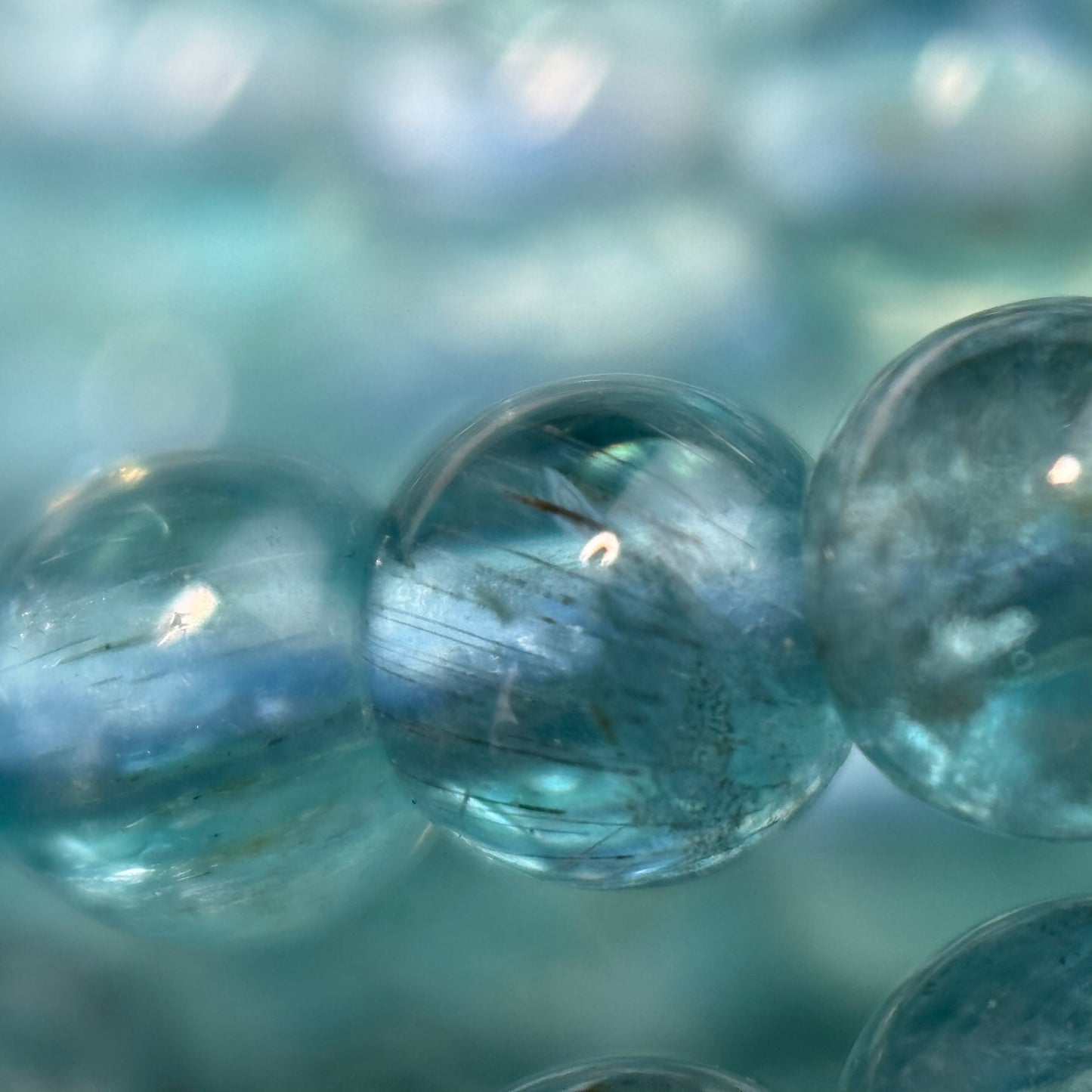 Blue Apatite Polished Round Gemstone Beads