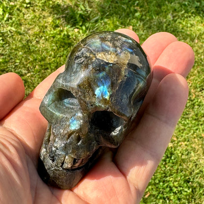 Labradorite Skull Carving (3 x 2.5 inches) image 0
