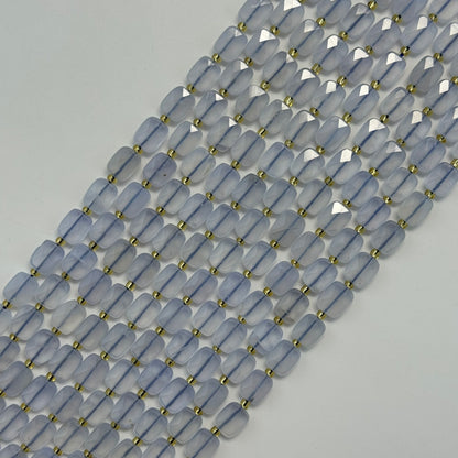 Blue Chalcedony Rectangular Faceted Cushion Cut Beads10xÂ8 mm Beads image 0