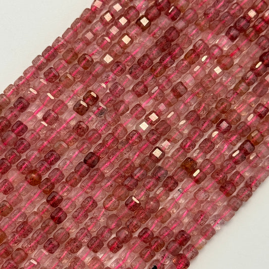 Strawberry Quartz Square Beads image 0