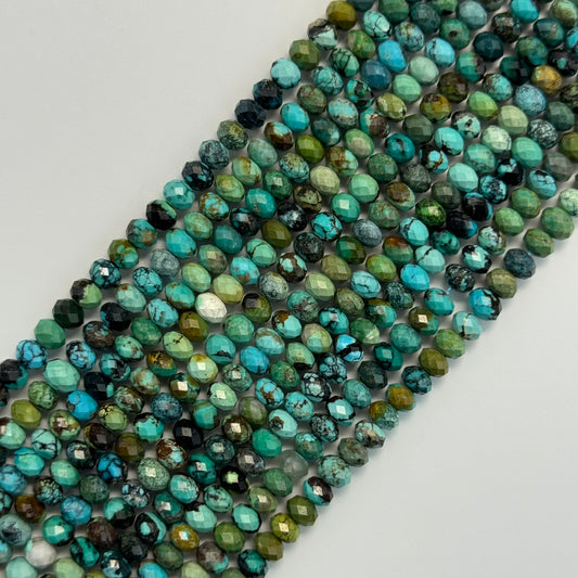 Turquoise Faceted Rondelle Beads - (AA Quality)