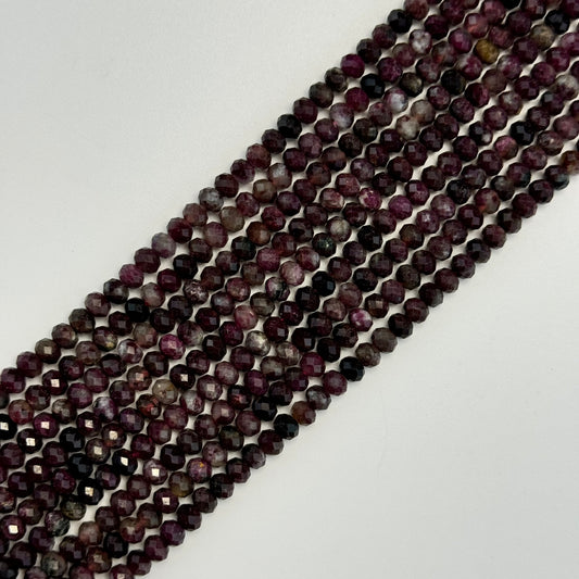 Faceted Tourmaline Rondelle Beads (6x4mm)