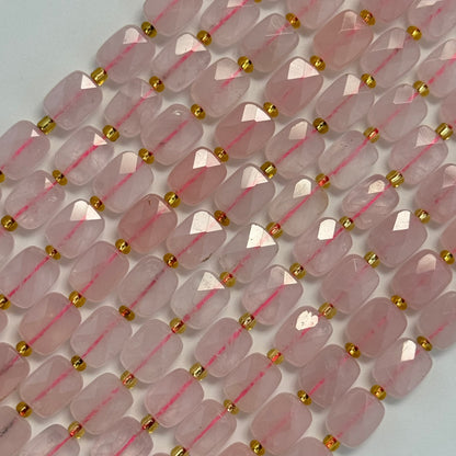 Rose Quartz Rectangular Faceted Cushion Cut 10xÂ8 mm Beads image 2