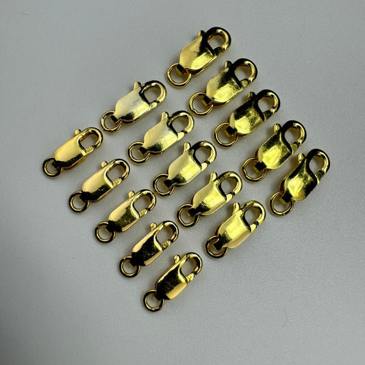925 Sterling Silver Oblong Lobster Clasp Close Jump Ring (Gold Plated ) - (5/pk) image 0