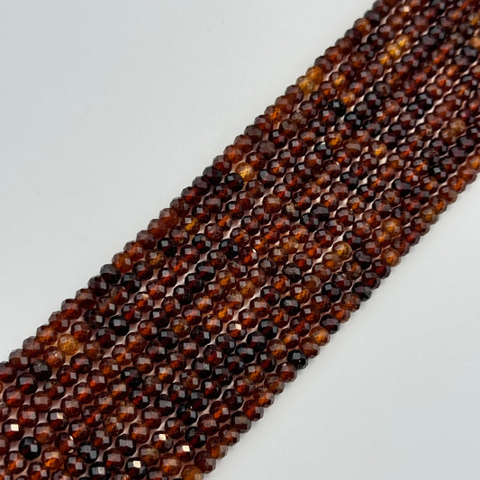 Faceted Garnet Beads - Hessonite Garnet Beads - Rondelle Shape (January Birthstone)