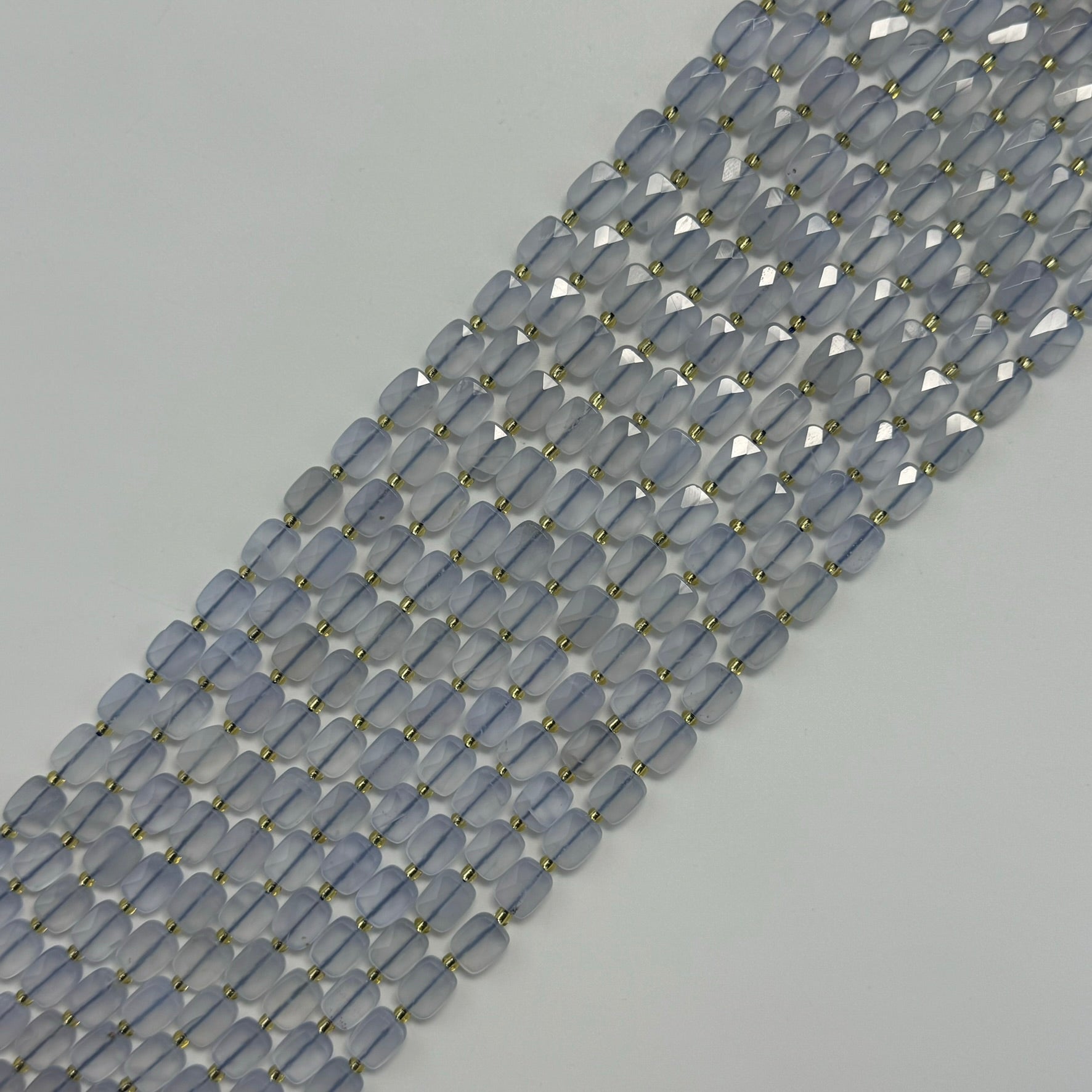 Blue Chalcedony Rectangular Faceted Cushion Cut Beads10xÂ8 mm Beads image 5