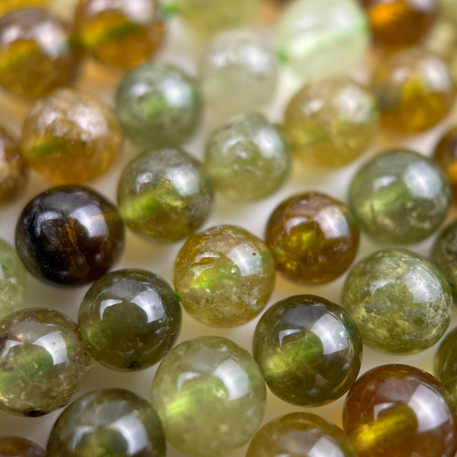 Green Garnet Polished Round Beads image 1