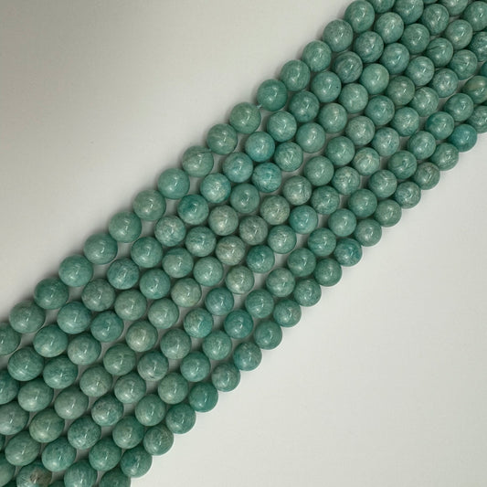 Smooth Green Amazonite Polished Round Gemstone Beads - (AAA Quality)
